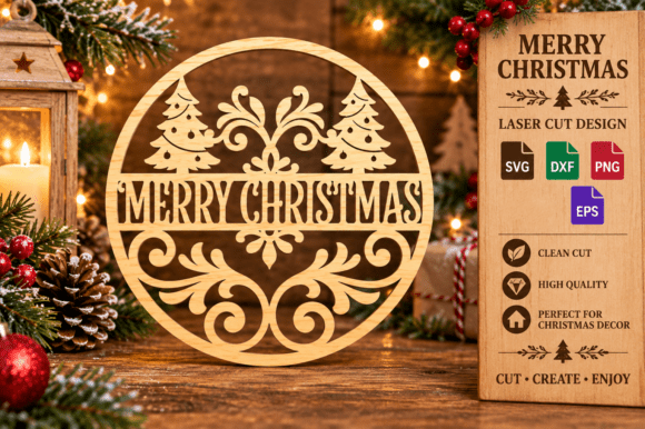 Merry Christmas Tree Ornament SVG