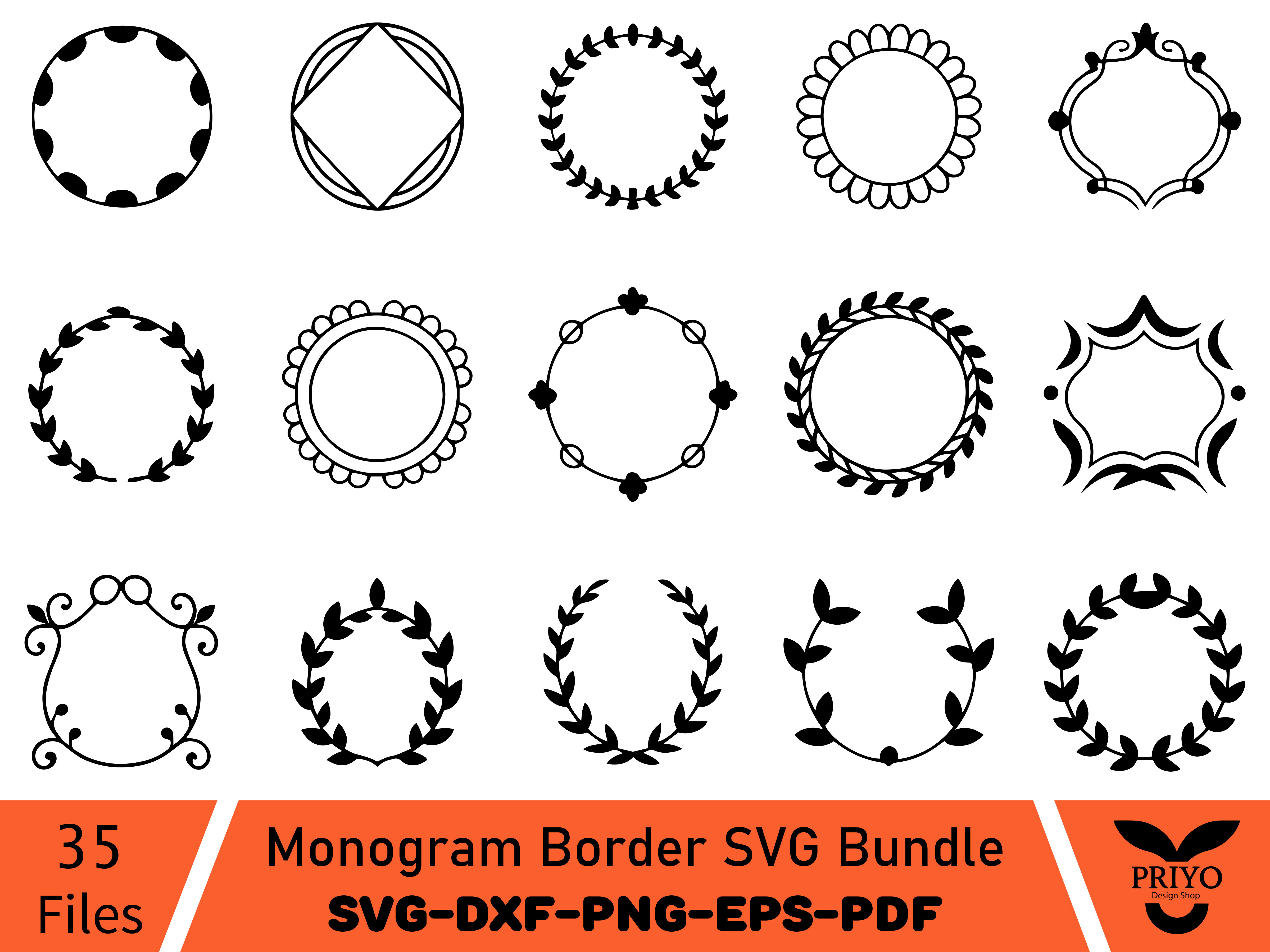 Monogram Border SVG Bundle, Monogram SVG