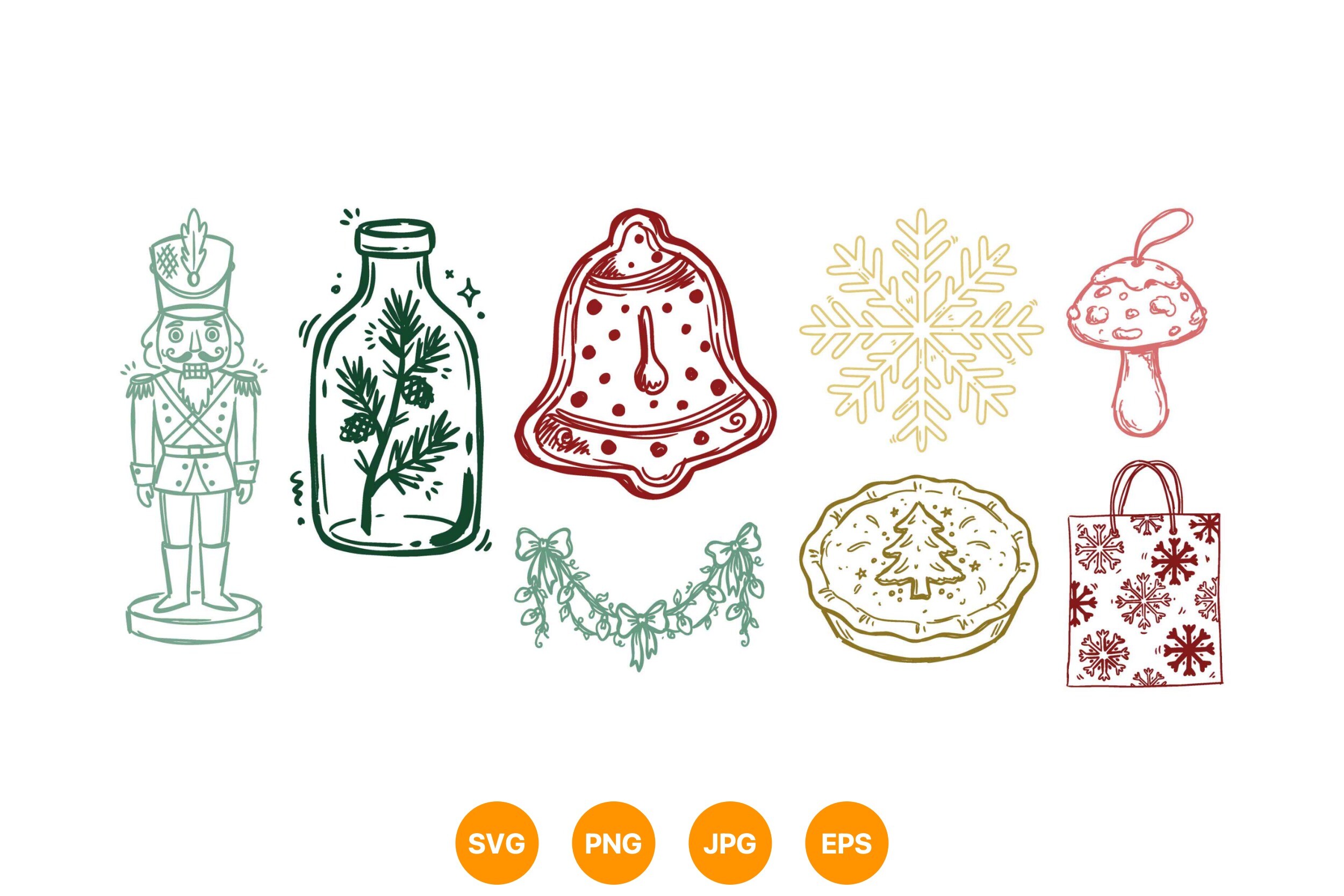 Naive Christmas Folk Illustrations