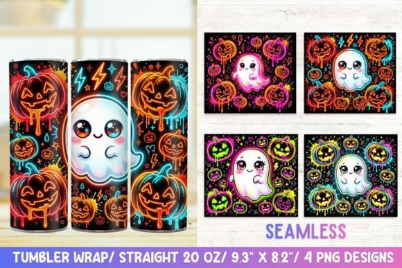Neon Pumpkin Ghost 20 OZ Skinny Tumbler.