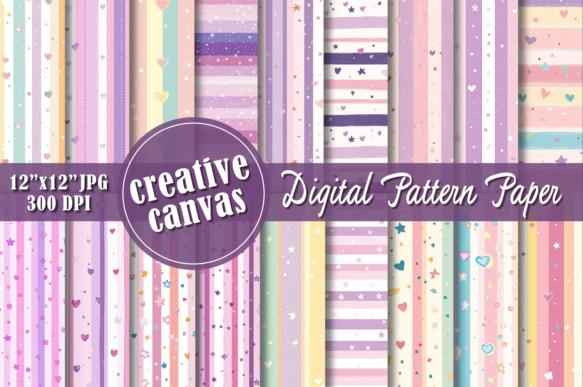 Pastel Rainbow Stripe Seamless Patterns