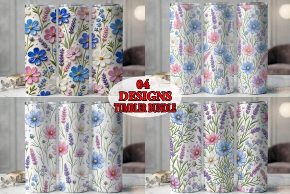 Pastel Wildflower Floral Tumbler Bundle