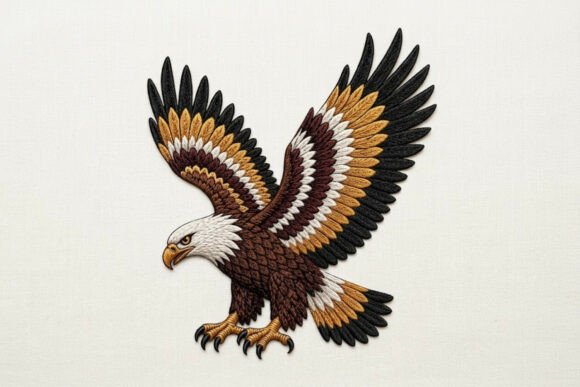 Patriotic Bald Eagle Embroidery Design