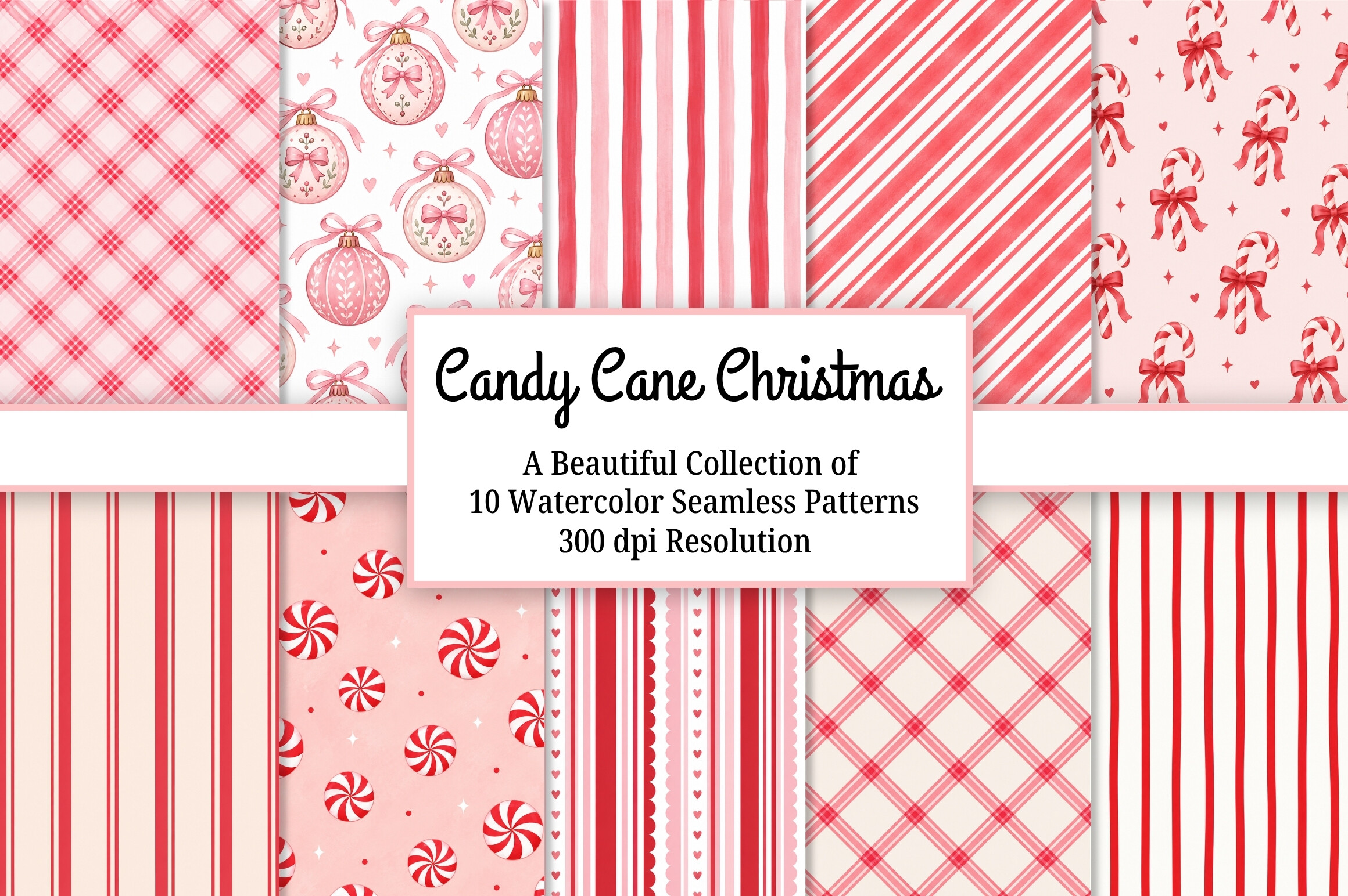Pink Christmas Seamless Patterns