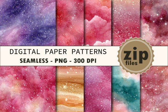 Pink Pastel Ombre Glitter Digital Papers