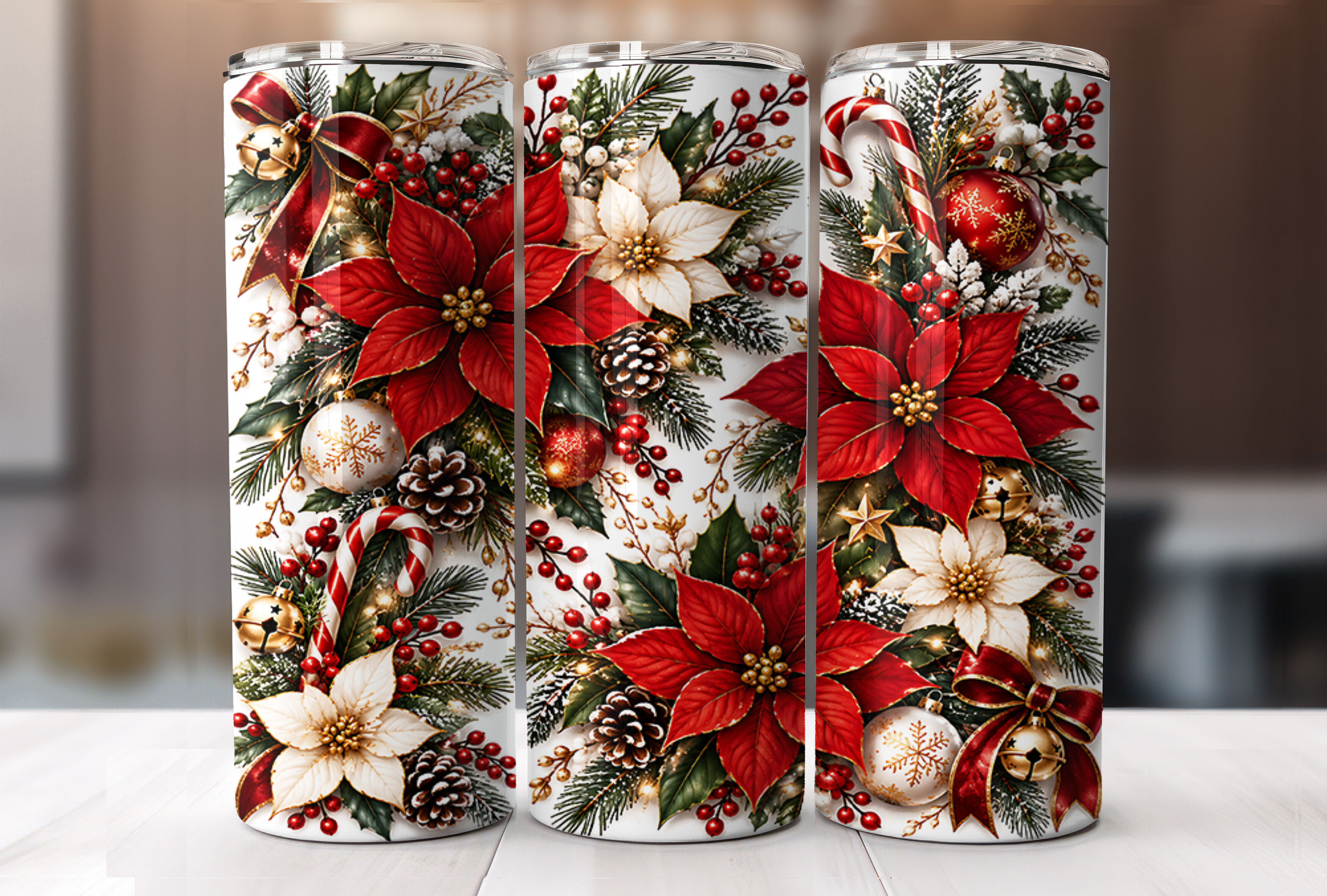 Poinsettia Christmas 20oz Tumbler Wrap