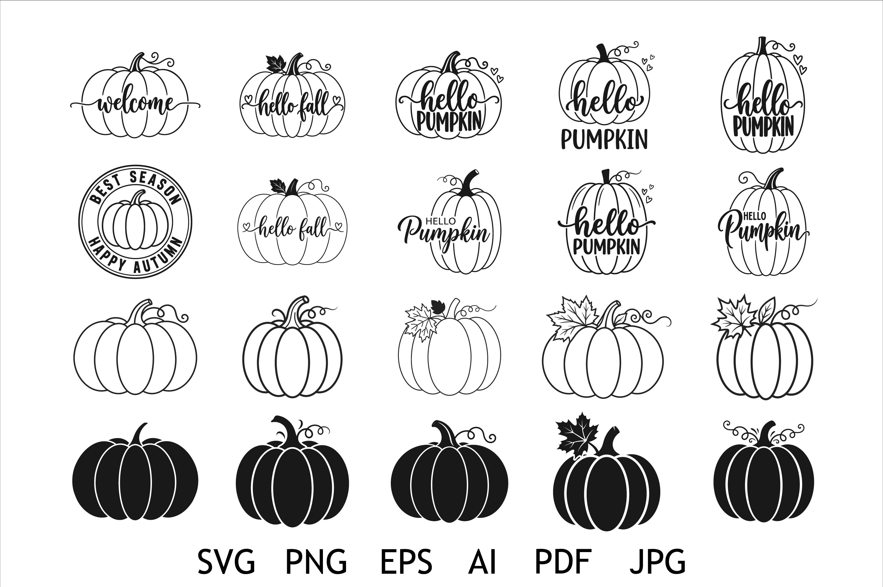 Pumpkin SVG Bundle Fall Pumpkin Designs