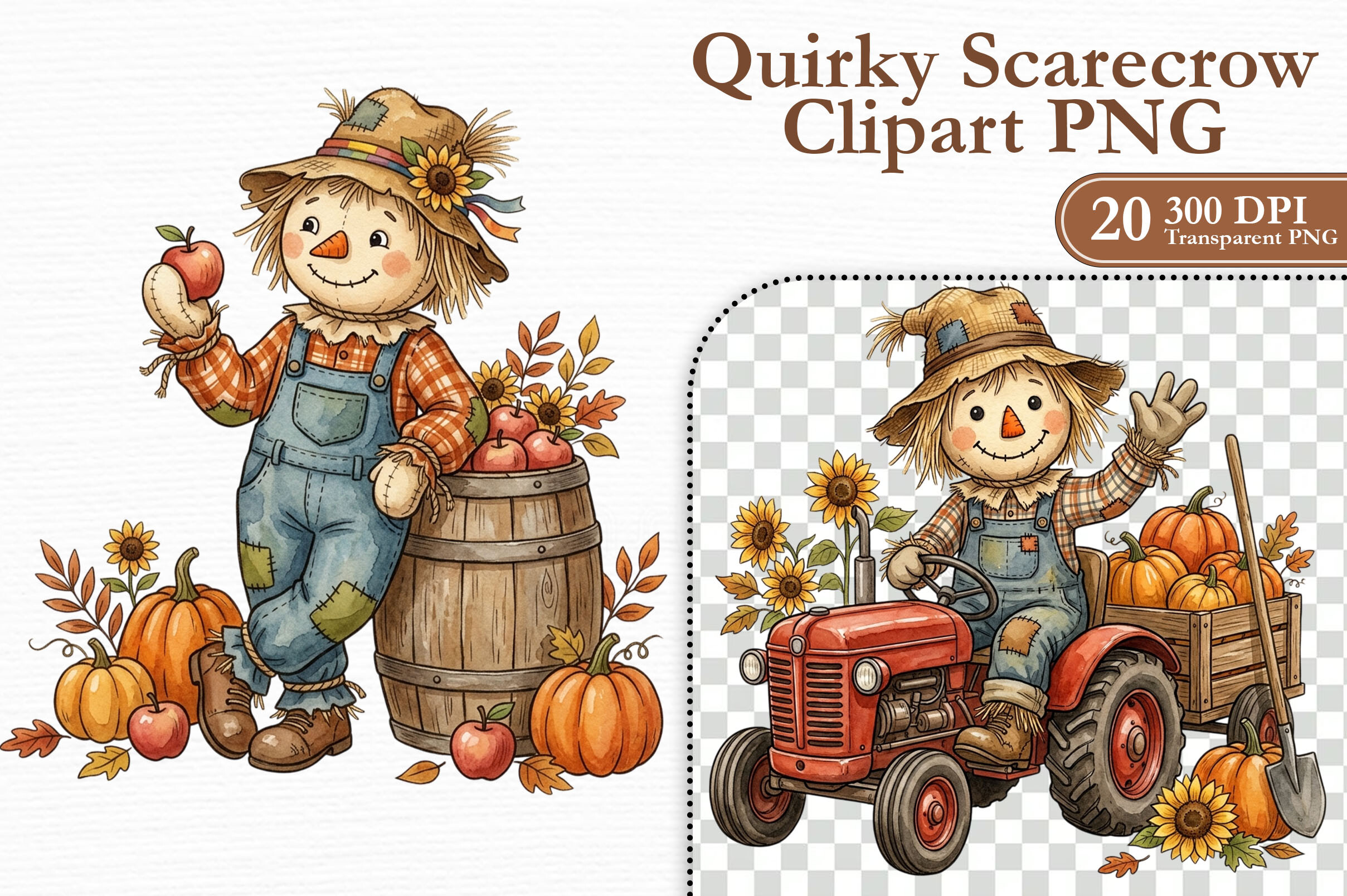 Quirky Scarecrow Clipart PNG