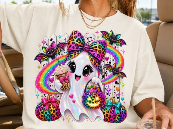 Rainbow Ghost Halloween PNG Sublimation