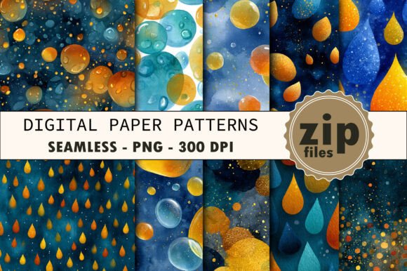 Raindrop Glass Bokeh Digital Paper