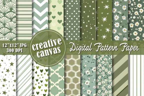 Sage Green Minimal Seamless Patterns