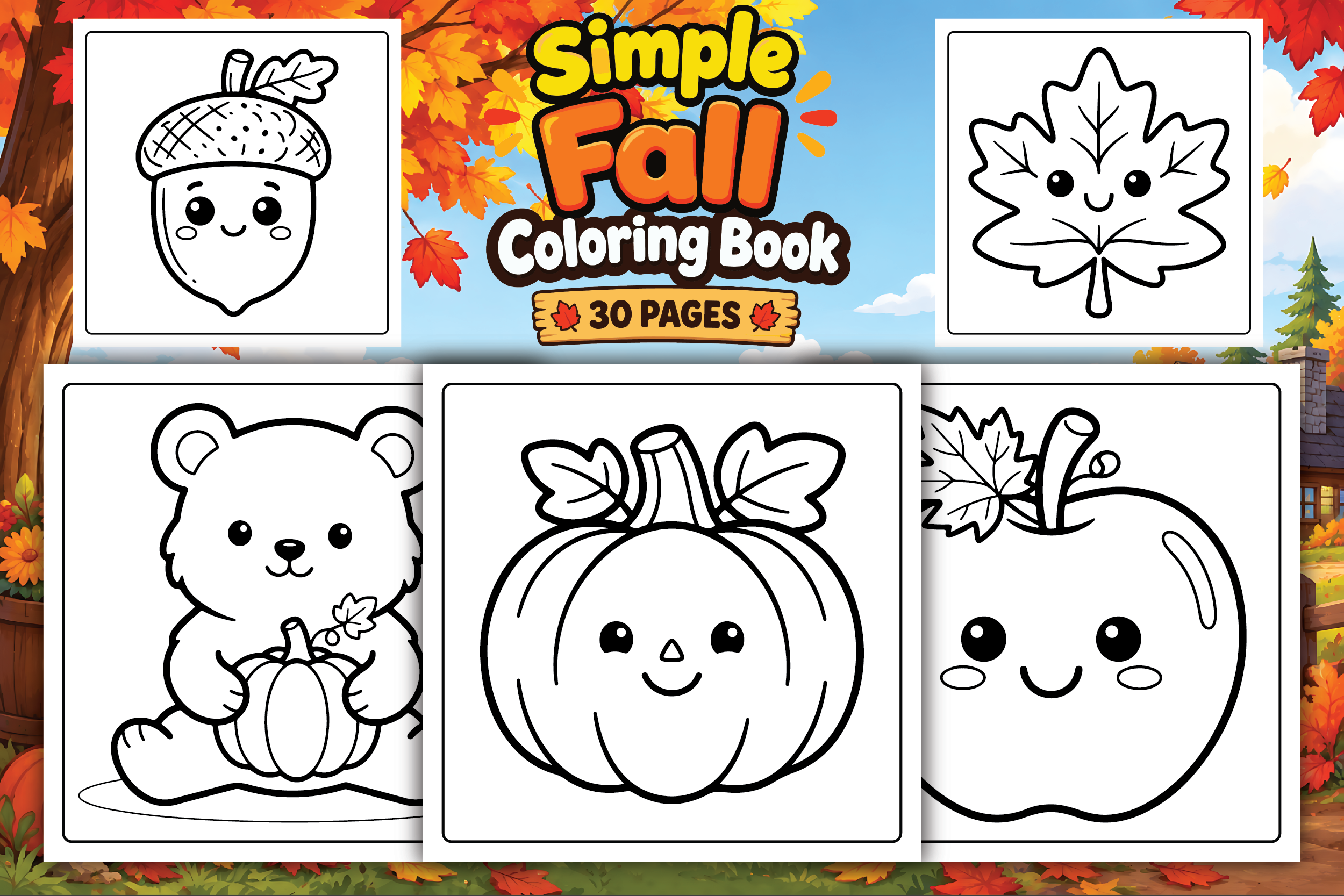 Simple Fall Coloring Book