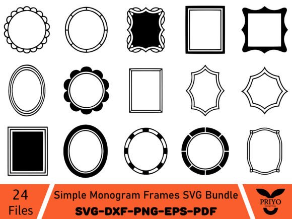 Simple Monogram Frames SVG Bundle