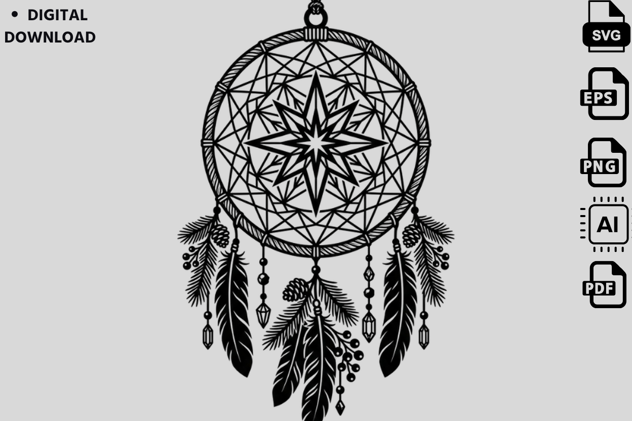 Zone Template Cursive Star Dreamcatcher SVG Woodland Boho Graphic by Kids_Zone · Creative Fabrica