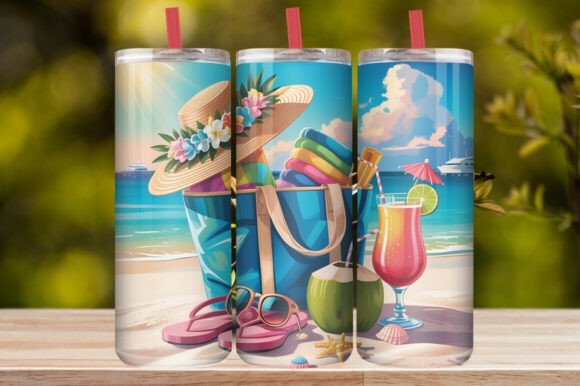 Tropical Beach Vacation Tumbler Wrap