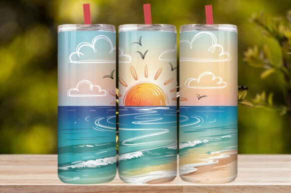 Tropical Sunset Beach Tumbler Wrap