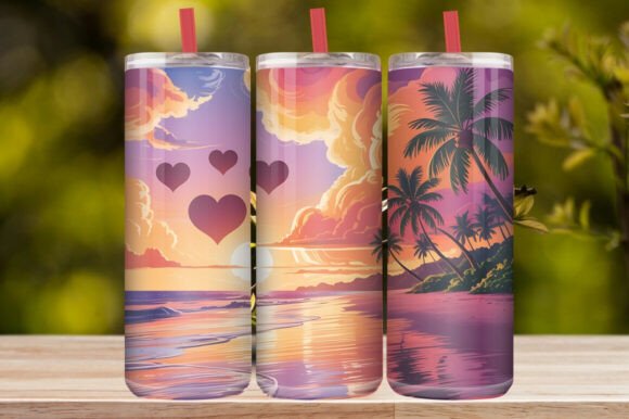 Tropical Sunset Beach Tumbler Wrap