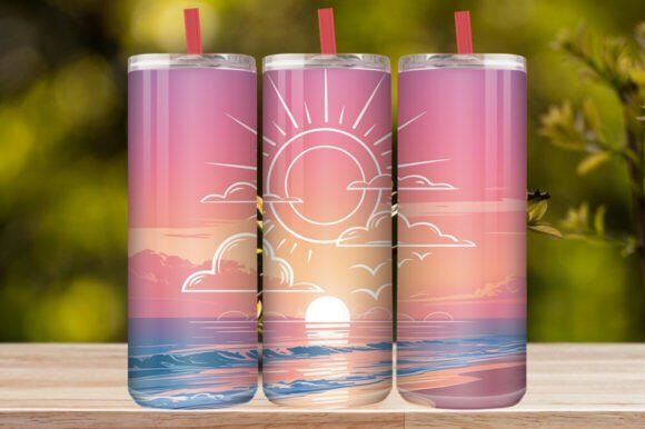 Tropical Sunset Beach Tumbler Wrap