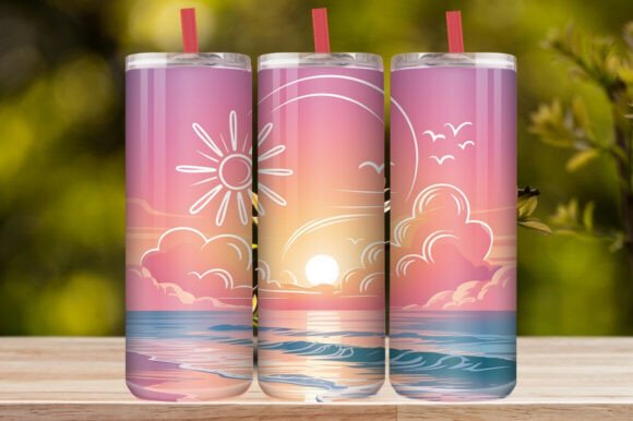 Tropical Sunset Beach Tumbler Wrap