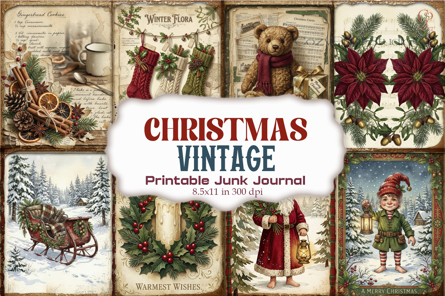 Vintage Christmas Santa Junk Journal