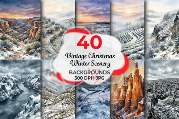 Vintage Christmas Winter Scenery