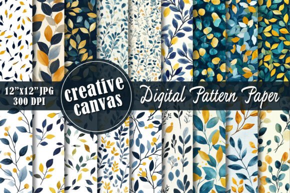 Watercolor Leaf Seamless Patterns