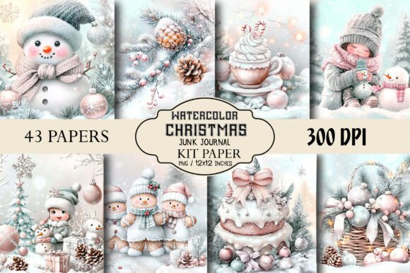 Watercolor Christmas Junk Journal Kit