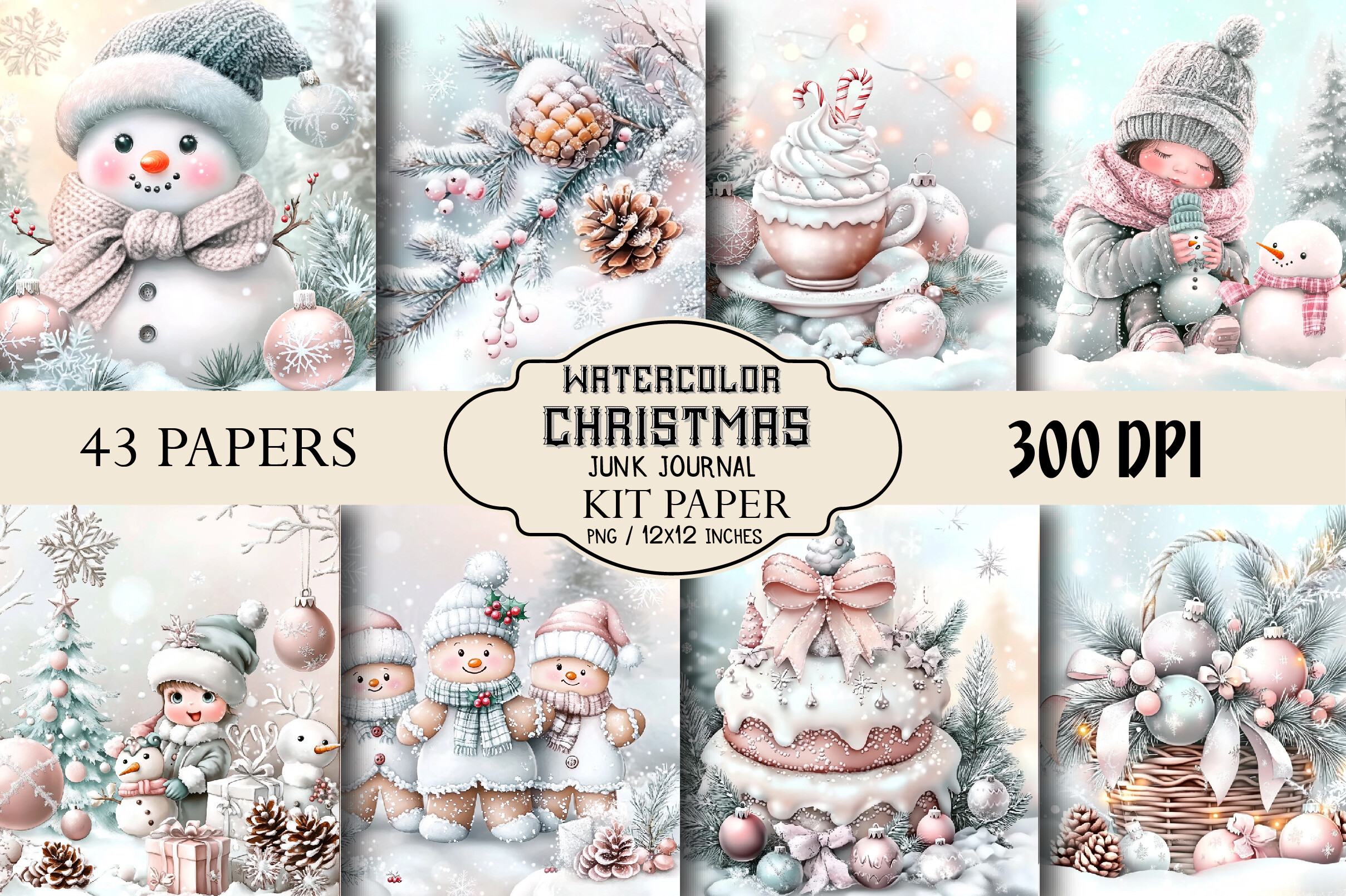 Watercolor Christmas Junk Journal Kit