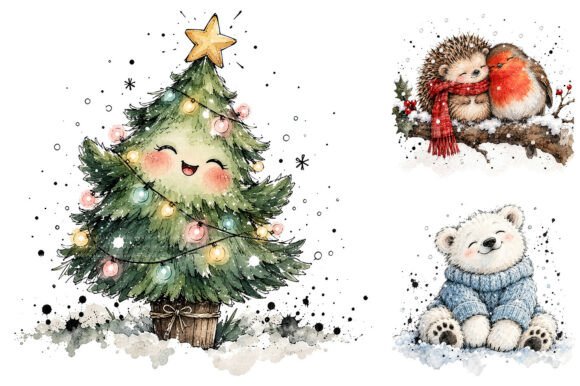 Whimsical Christmas Animals PNG Bundle