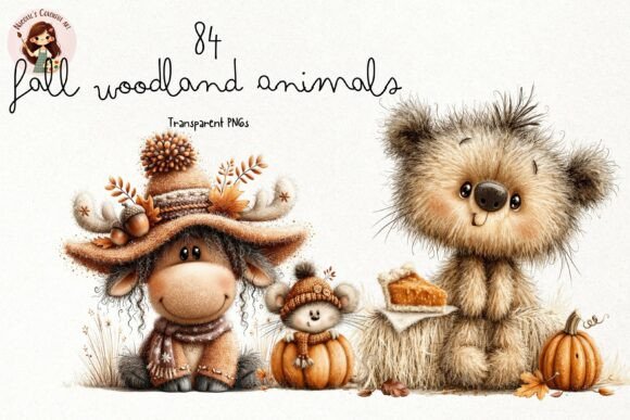 Whimsical Fall Woodland Animals PNG