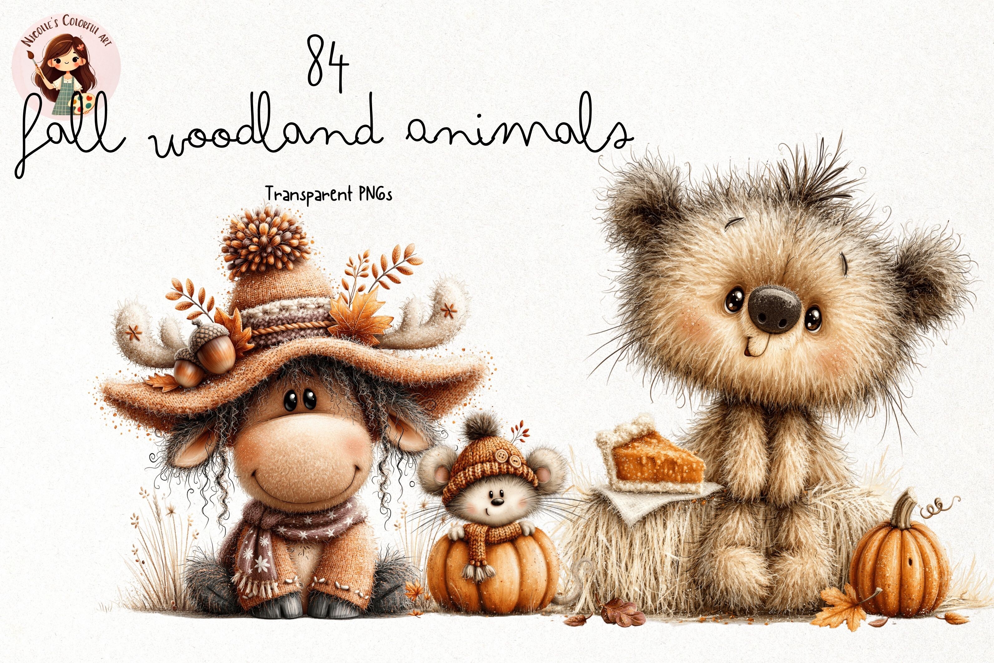 Whimsical Fall Woodland Animals PNG