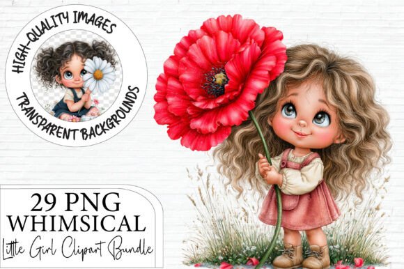 Whimsical Floral Girl Clipart
