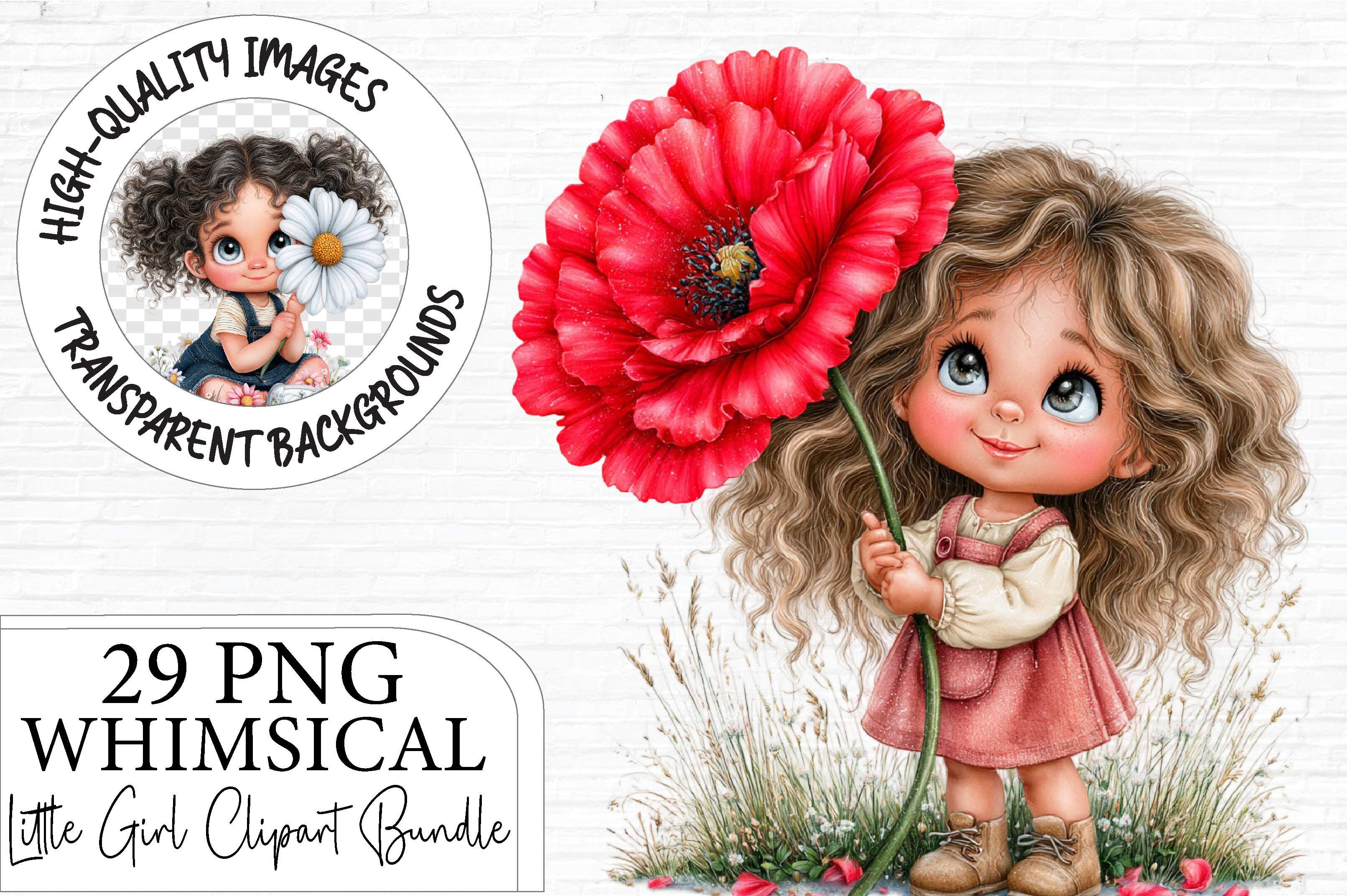 Whimsical Floral Girl Clipart