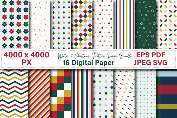 Winter & Christmas Pattern Design Bundle