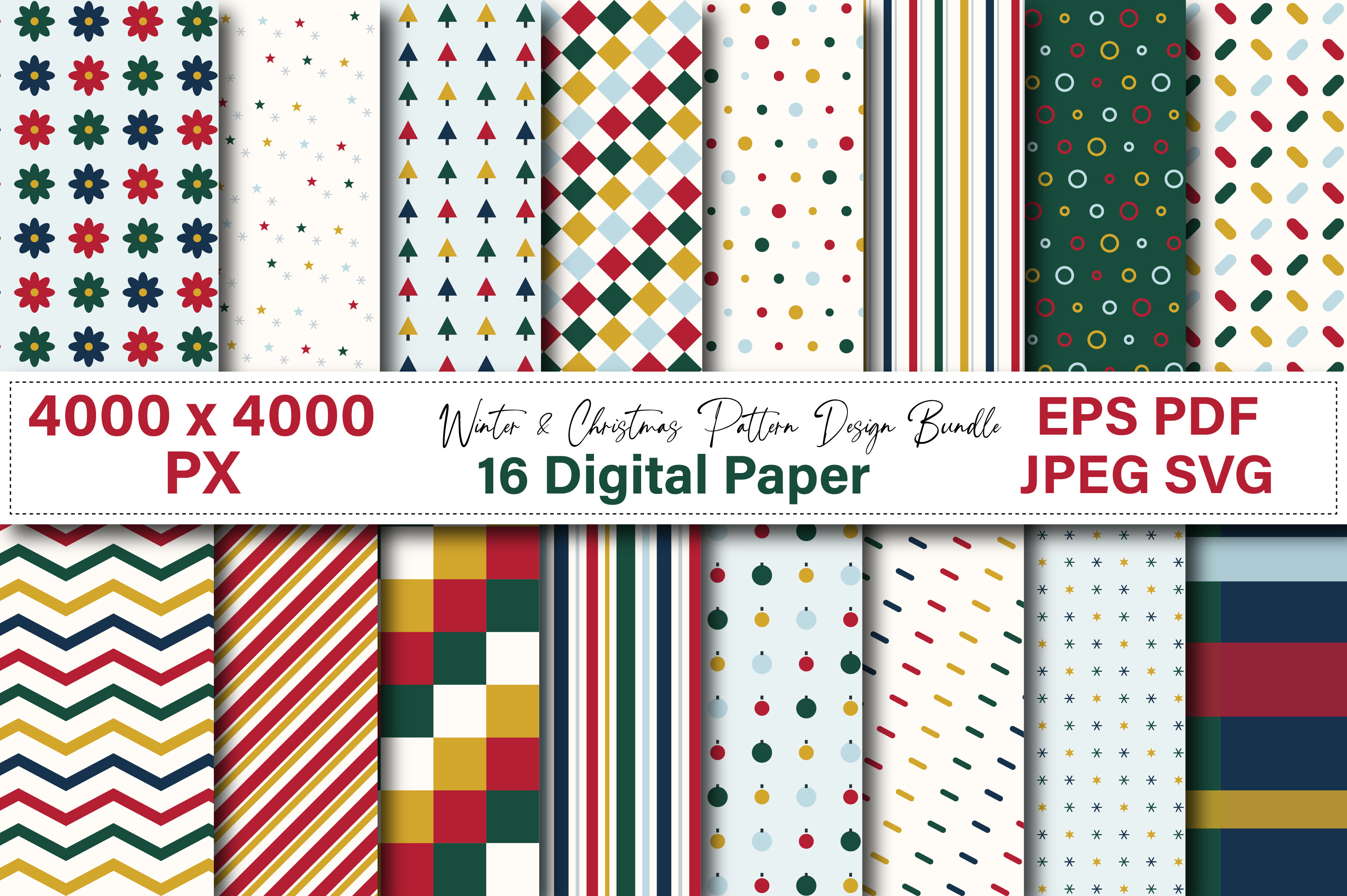 Winter & Christmas Pattern Design Bundle