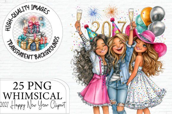 2027 Happy New Year Clipart PNG Bundle