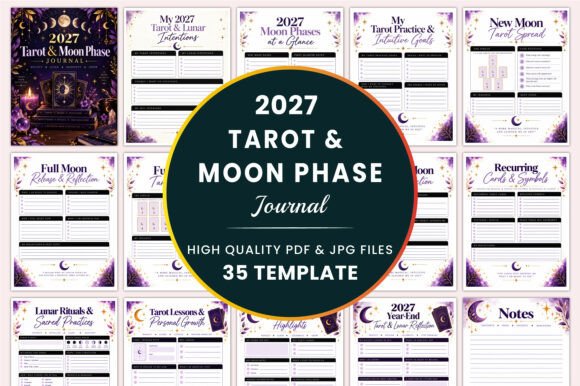 2027 Tarot & Moon Phase Journal KDP