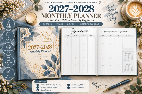 2027–2028 Monthly Planner Printable