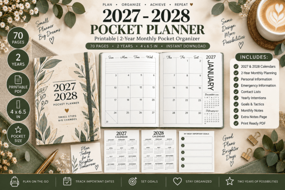 2027–2028 Pocket Calendar Printable