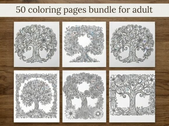 50 Tree of Life Coloring Pages Bundle