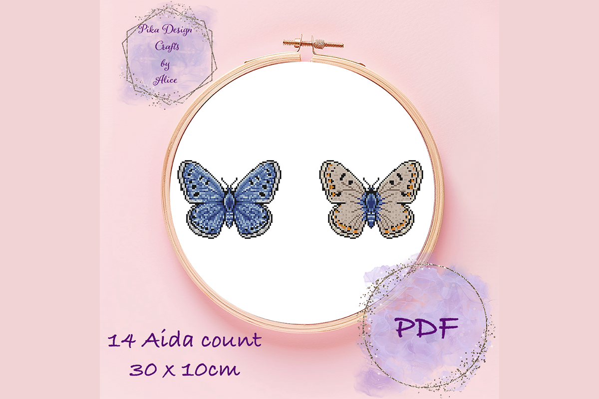Adonis Blue Butterfly Cross Stitch