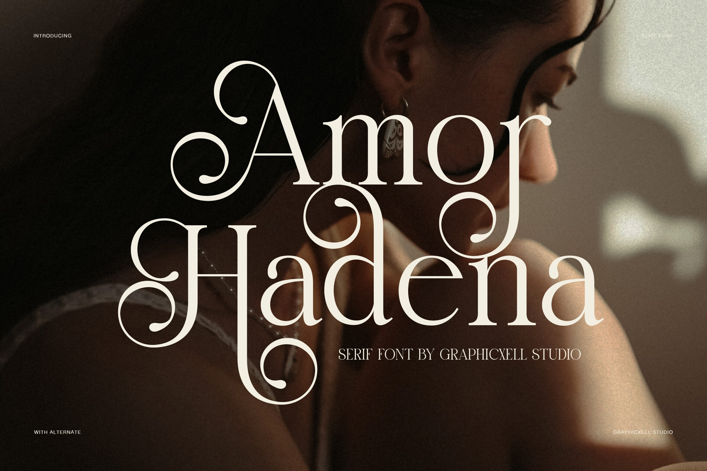 Amor Hadena preview, stylish serif lettering
