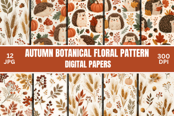 Autumn Floral Digital Paper Patterns