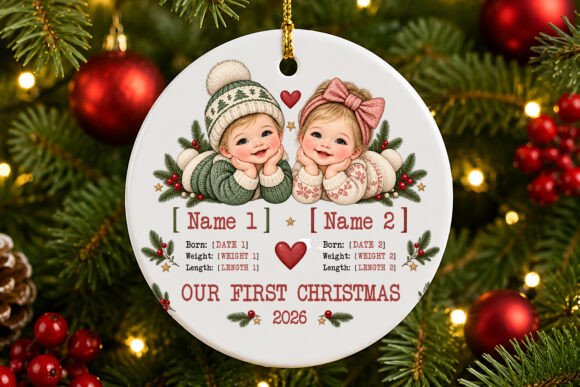Baby Twins First Christmas Ornament PNG