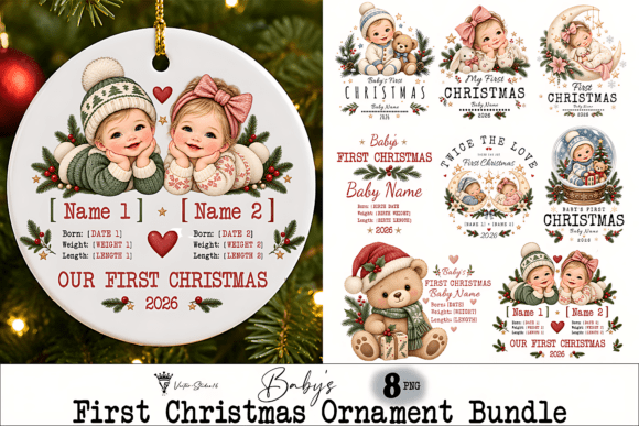 Baby's First Christmas Ornament PNG Graphic Illustrations By Vector-Studio16