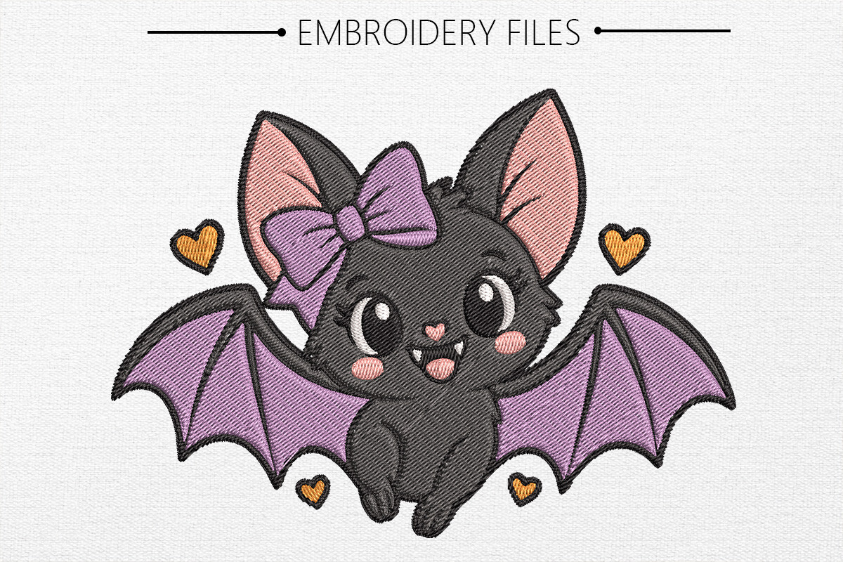 Bat Halloween Embroidery Design