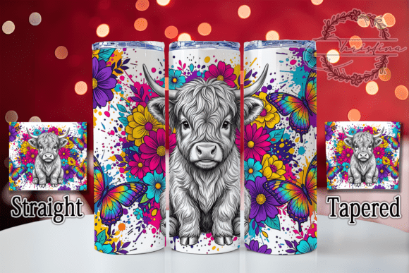 Black White Highland Cow 20oz Tumbler