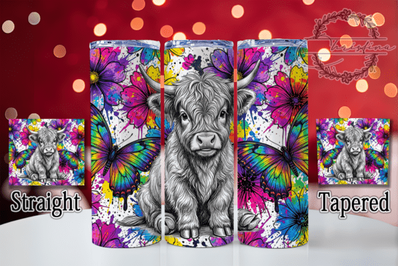 Black White Highland Cow 20oz Tumbler