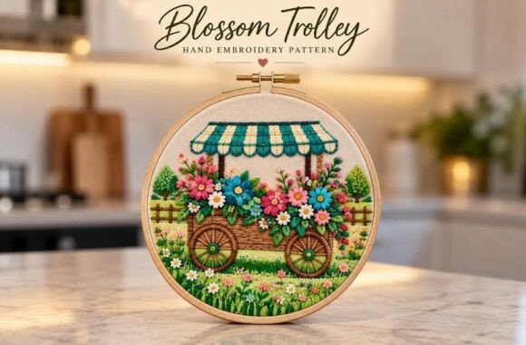 Blossom Trolley Hand Embroidery Pattern