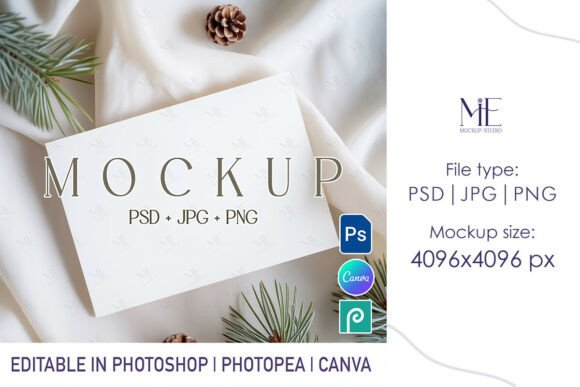 Christmas Card Holiday Invitation Mockup